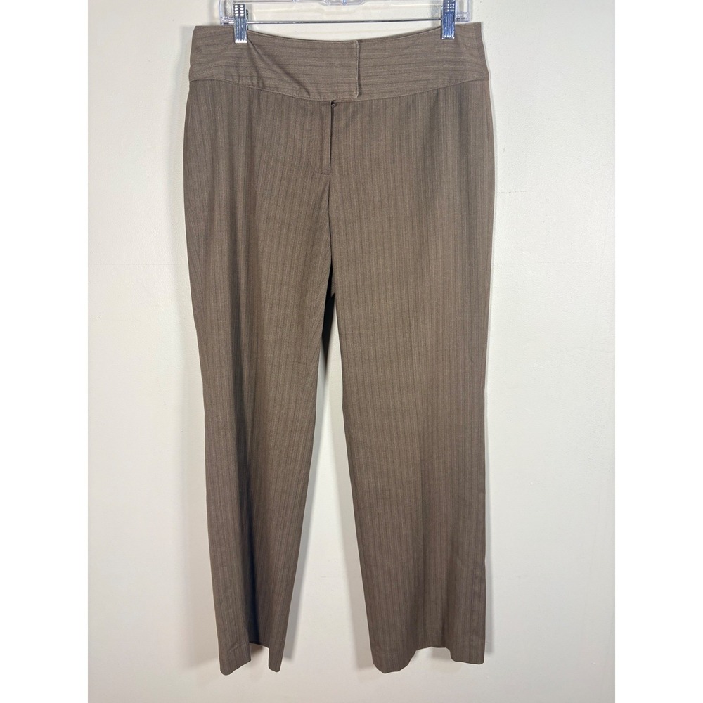 Cabi Dress Pants Womens 10 Brown Excellent Pinstripe Straight Leg Trousers